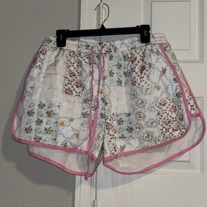 Women’s Floral Patchwork Lounge Shorts - Pink Trim. 💕 vest sold separately